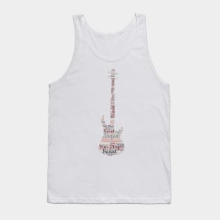 Bass Guitar Silhouette Word Cloud for Bassist Bass Player Tank Top